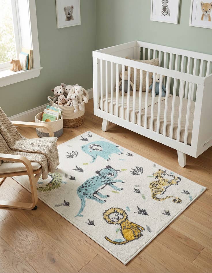Detail image of 2' 2 x 3' Animals Whimsy Kids Rug