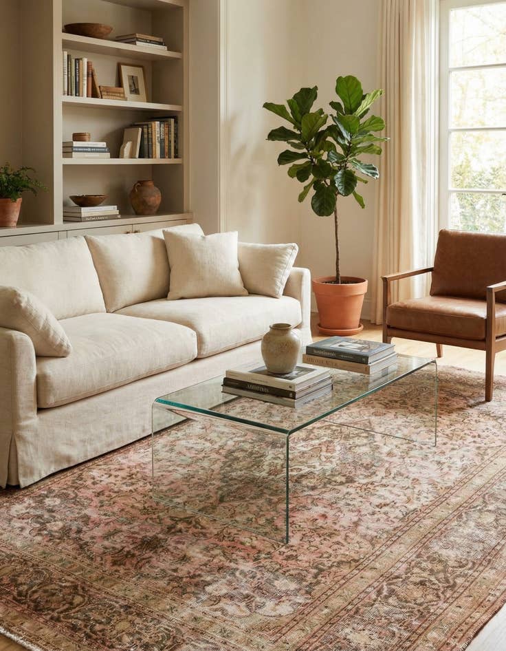 Detail image of 6' 7 x 9' 7 Hand Knotted Ultra Vintage Persian Wool Rug