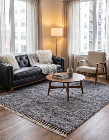 Gray Athena Shag Square Rug