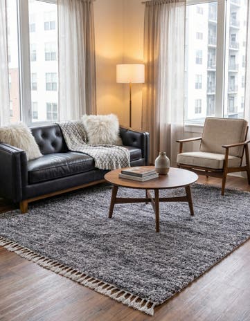 Gray Athena Shag Square Rug
