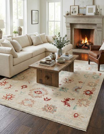 8' x 9' 8 Hand Knotted Oushak Wool Rug