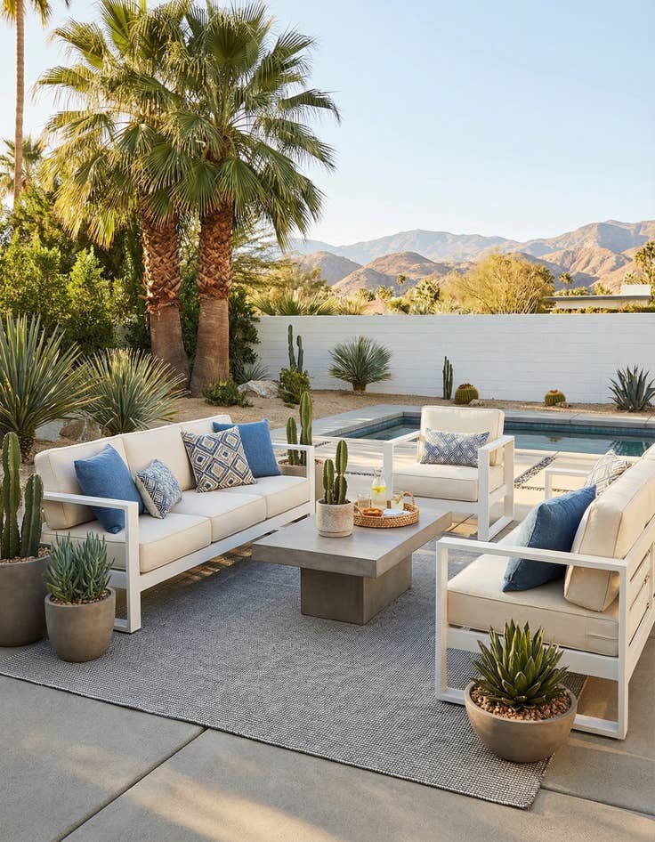 Detail image of 7' 10 x 7' 10 Easy-Clean Jill Zarin Palm Springs Indoor / Outdoor Square Rug