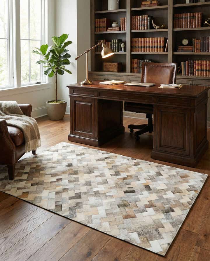 4' 1 x 5' 11 Cowhide Stocks Rug