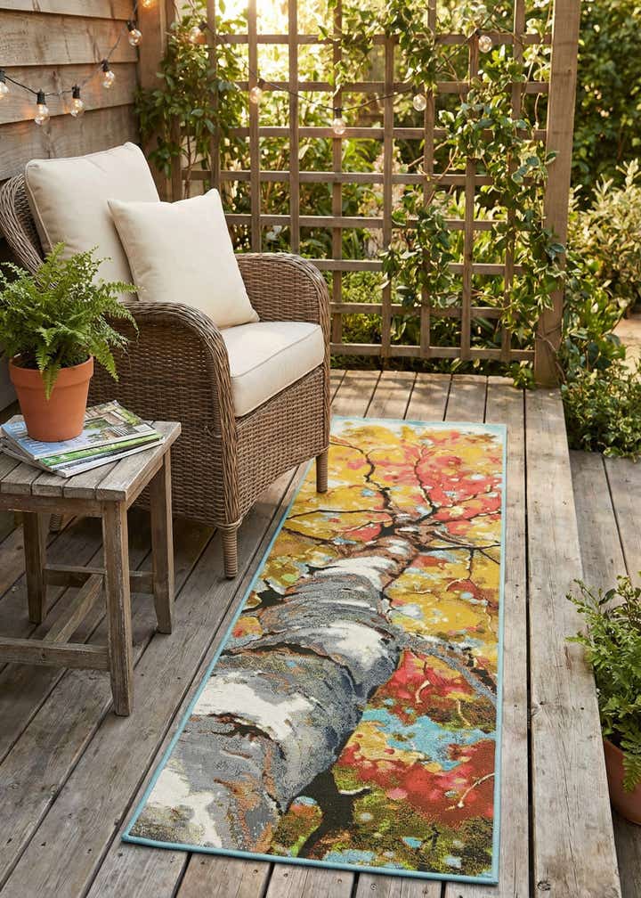 2' x 8' Easy-Clean Botanical Indoor / Outdoor Runner Rug