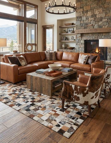 8' x 9' 10 Cowhide Leather Rug