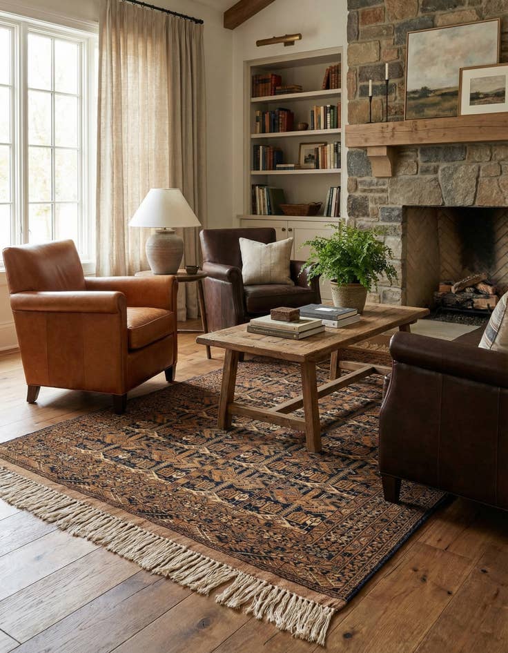 Detail image of 4' x 6' 2  Hand Knotted Afghan Akhche Wool Rug