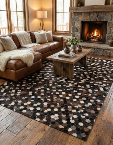 5' 1 x 8' Cowhide Leather Rug