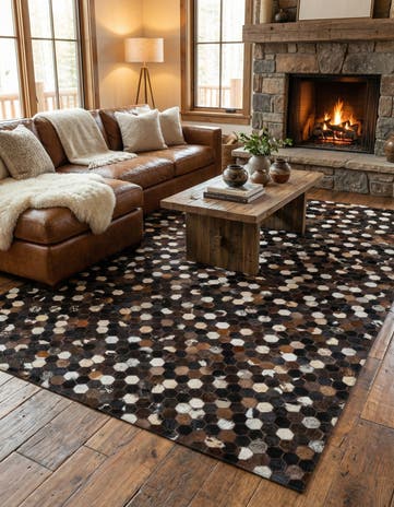 5' 1 x 8' Cowhide Leather Rug