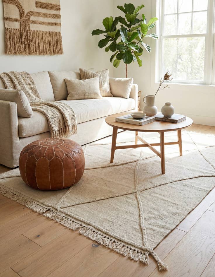 Detail image of 3' 5 x 4' 11  Hand Woven Kilim Modern Wool Rug