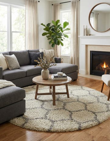 7' 10 x 7' 10 Lattice Shag Round Rug