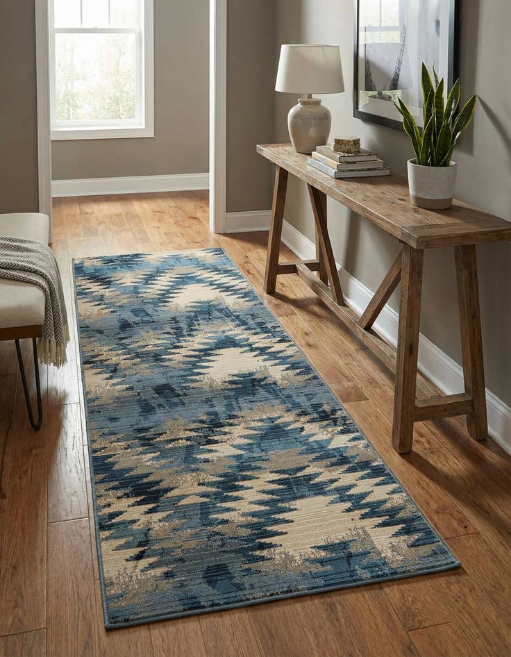 Detail image of 2' 7 x 5' 3  Washable Modern Indoor / Outdoor Runner Rug