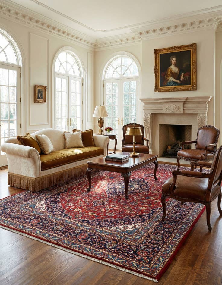 Detail image of 8' 1 x 11' 5 Kashan Wool Rug