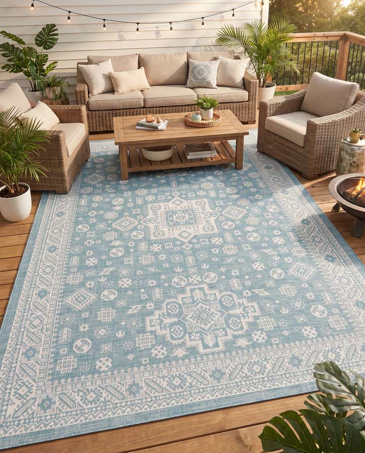10' x 14' Easy-Clean Aztec Indoor / Outdoor Rug
