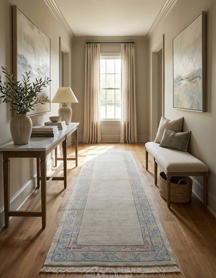 Detail image of 3' 2 x 11' 4  Hand Knotted Tibet Wool Runner Rug