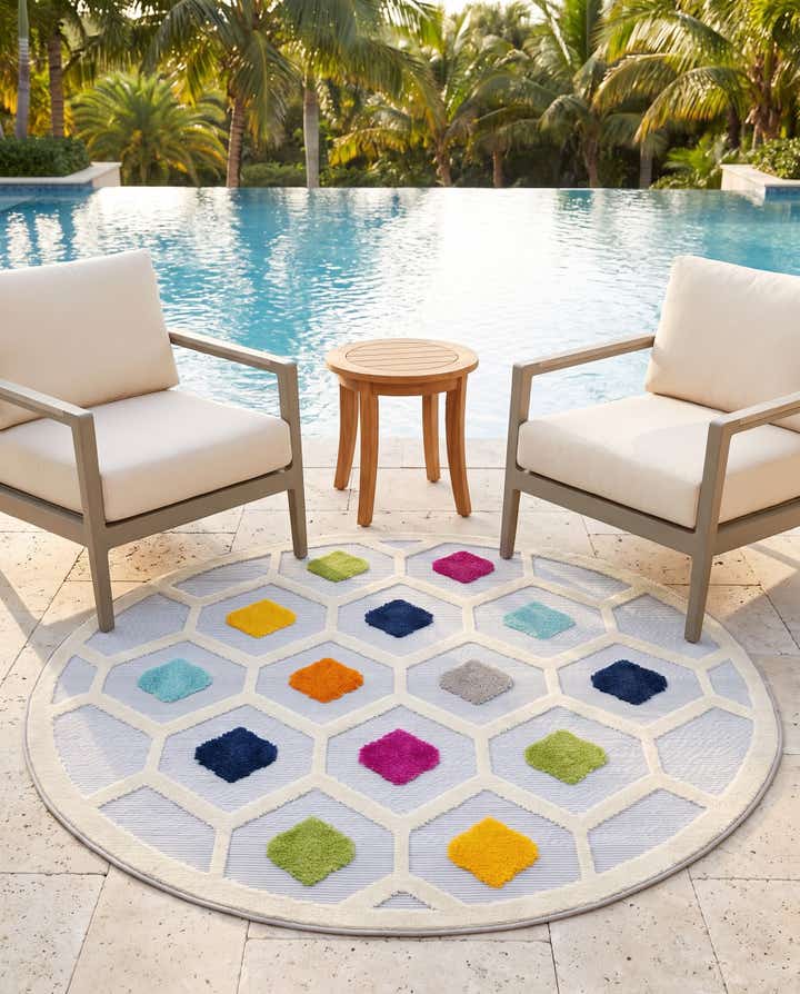 160cm x 160cm Makkelijk schoon te maken Aruba Binnen / buiten Rond Vloerkleed