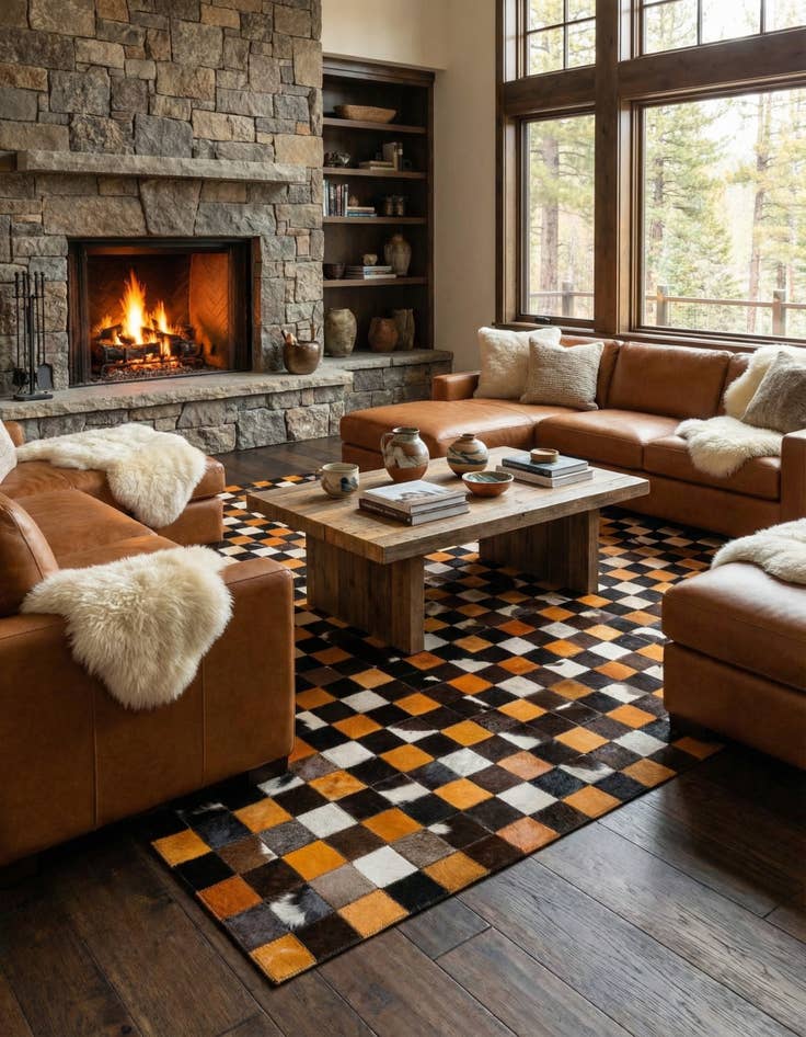 Detail image of 5' 2 x 8' Cowhide - Patchwork Rug