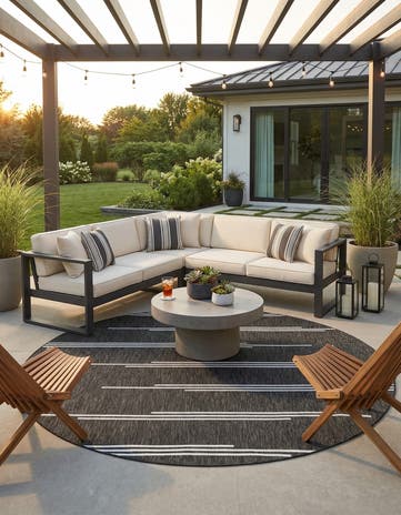 10' x 10' Easy-Clean Modern Indoor / Outdoor Round Rug
