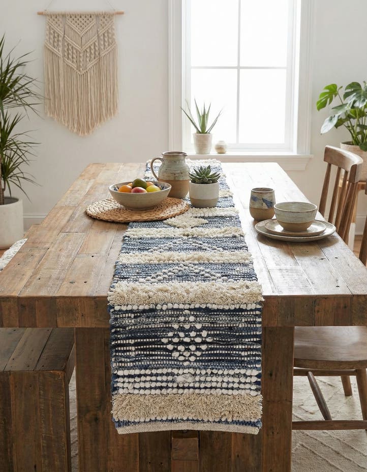 1' 2 x 5' 1 Hand Woven Cotton Chindi Table Run...