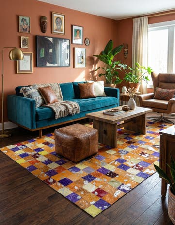 4' 11 x 7' 10 Cowhide - Patchwork Rug