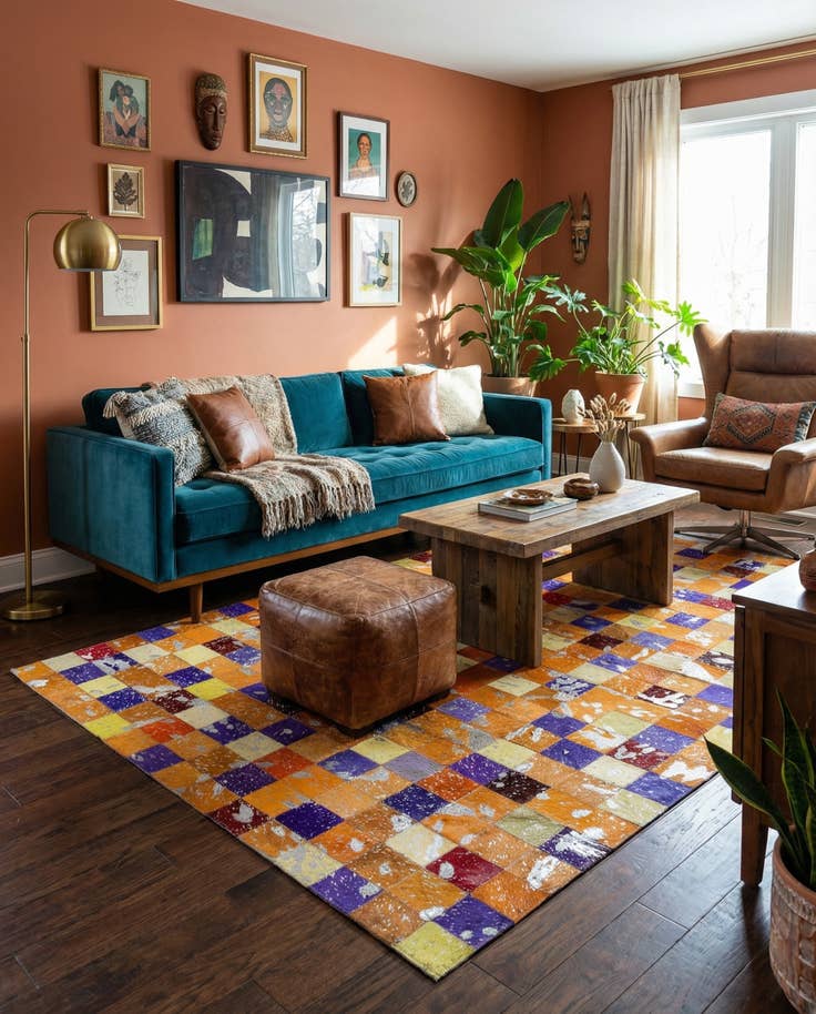 Detail image of 4' 11 x 7' 10 Cowhide - Patchwork Rug