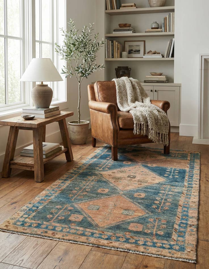 Detail image of 4' 1 x 7'  Hand Knotted Ultra Vintage Persian Wool Rug