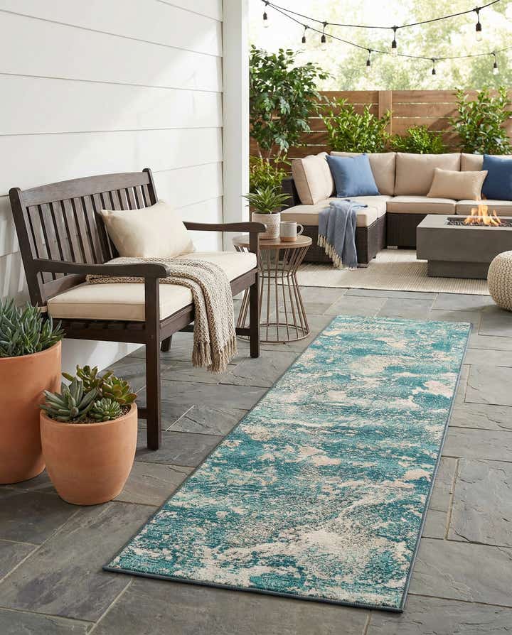 2' x 8' Easy-Clean Modern Indoor / Outdoor Runner Rug