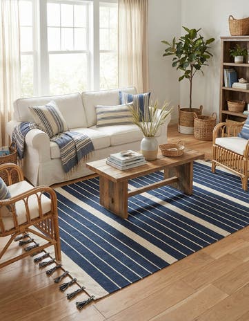 6' 1 x 9' Hand Woven Chindi Cotton Rug