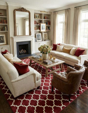 Dark Terracotta Trellis Rug