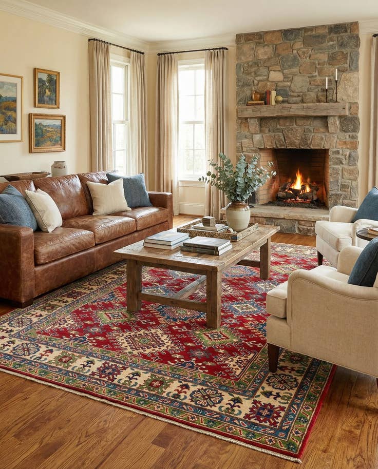 Detail image of 6' 8 x 10' Hand Knotted Kazak Rug