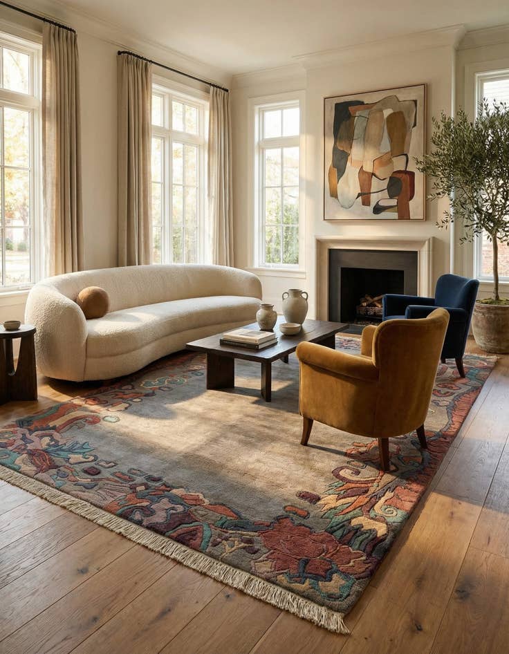 Detail image of  4' 1 x 6'  Hand Knotted Tibet Wool Rug