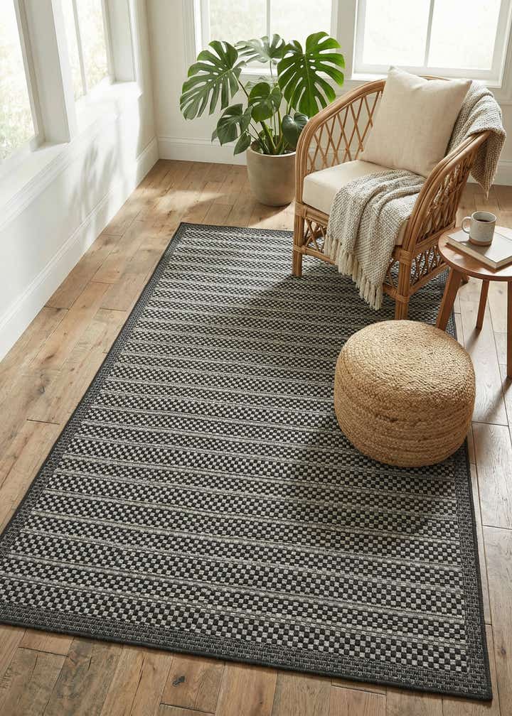 4' x 6' Easy-Clean Border Indoor / Outdoor Rug
