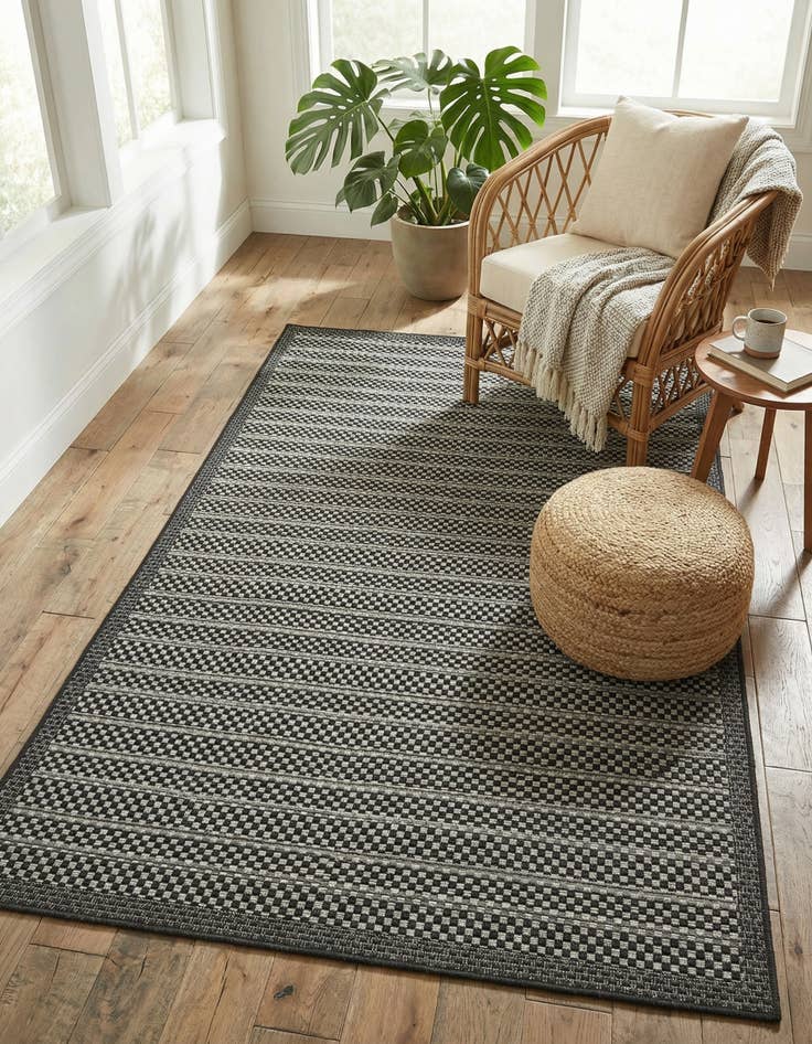 Detail image of 4' x 6'  Washable Border Indoor / Outdoor Rug