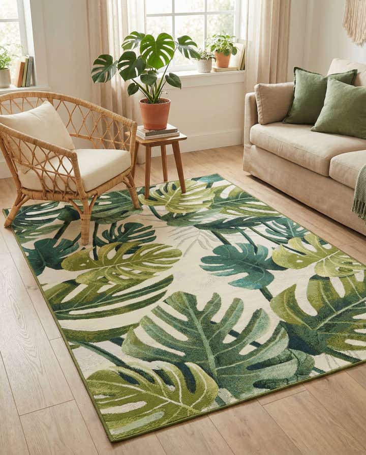 4' x 6' Easy-Clean Botanical Indoor / Outdoor Rug