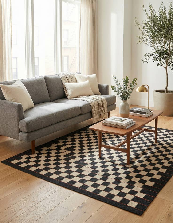 Detail image of 5' 1 x 6' 5  Hand Woven Kilim Modern Wool Rug