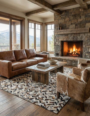 5' 1 x 7' 8 Cowhide Leather Rug