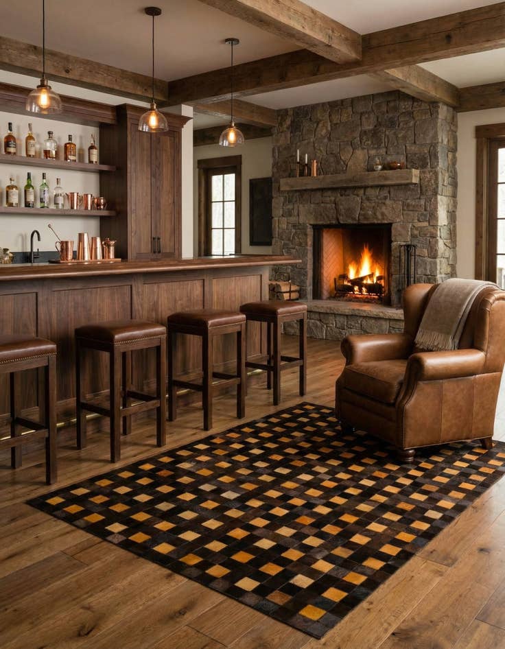 Detail image of 5' 2 x 8' Cowhide - Patchwork Rug