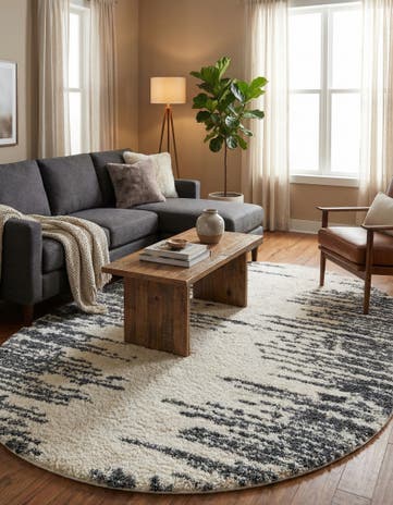White Serenity Shag Oval Rug