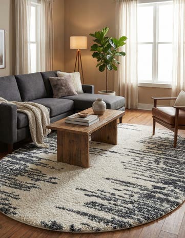 White Serenity Shag Oval Rug