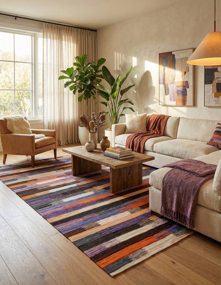 Detail image of  7' x 9' 3  Hand Woven Kilim Modern Wool Rug