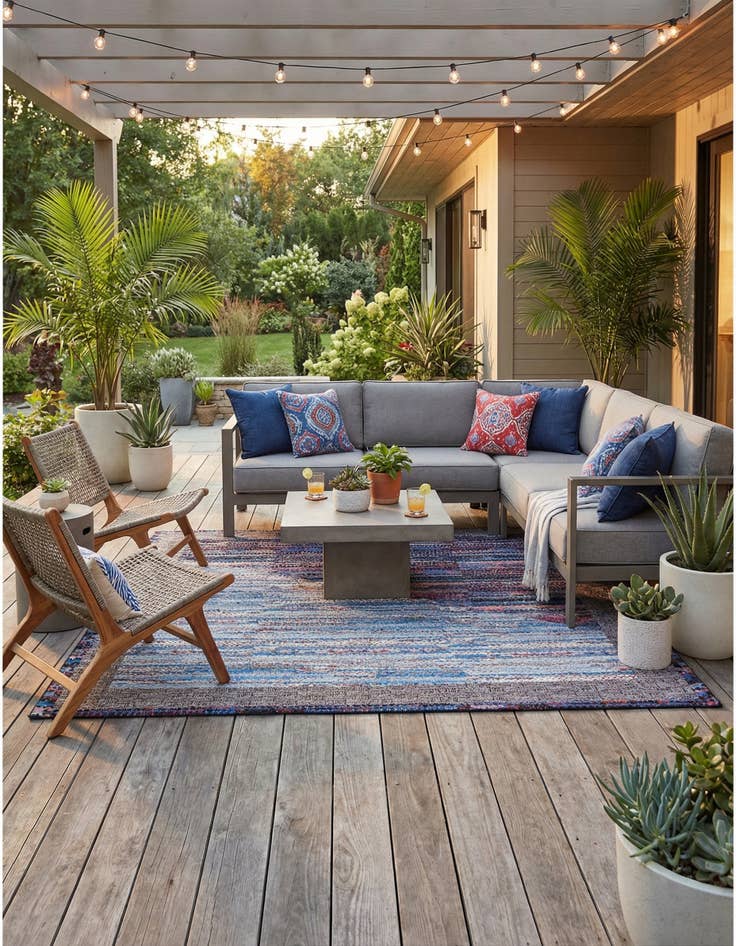 Detail image of 10' x 10'  Washable Modern Indoor / Outdoor Square Rug