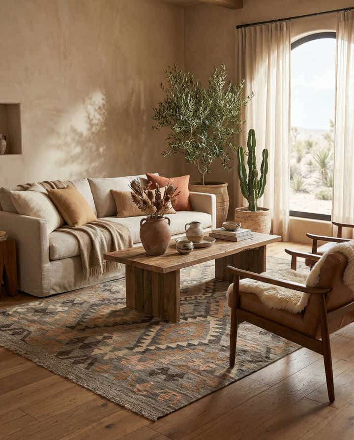 4' 10 x 6' 4 Hand Woven Kilim Maymana Wool Rug