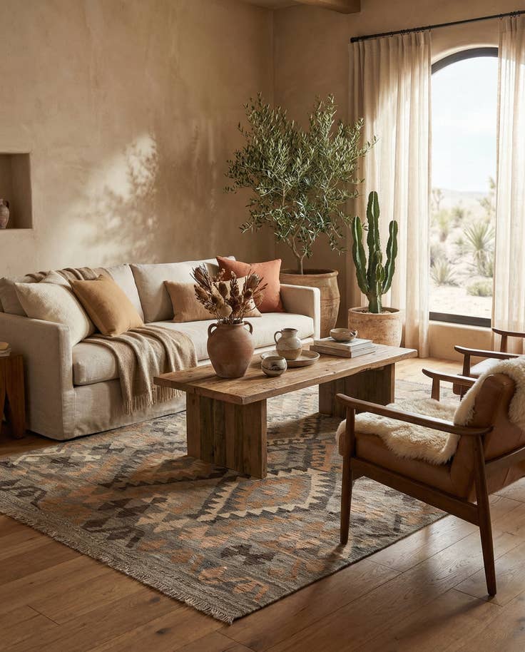 Detail image of 4' 10 x 6' 4 Hand Woven Kilim Maymana Wool Rug