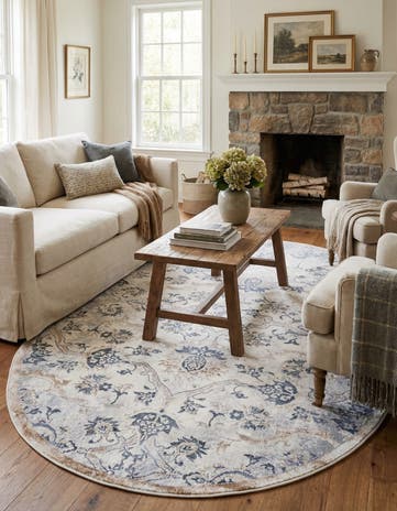 Ivory Gray Highbury Oval Rug