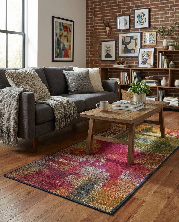 Detail image of 2' x 4' Easy-Clean Modern Indoor / Outdoor Runner Rug