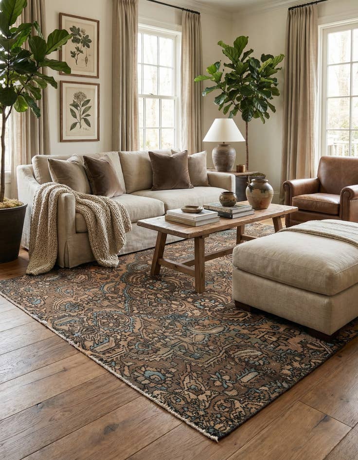 Detail image of 5' 8 x 8' 9  Hand Knotted Ultra Vintage Persian Wool Rug