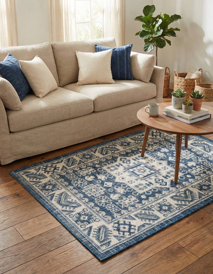 Detail image of 2' x 3'  Washable Aztec Indoor / Outdoor Rug