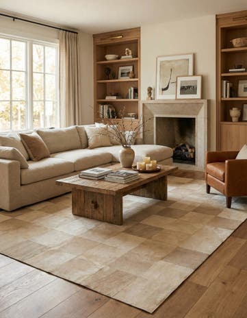 6' 7 x 9' 8 Cowhide Leather Rug