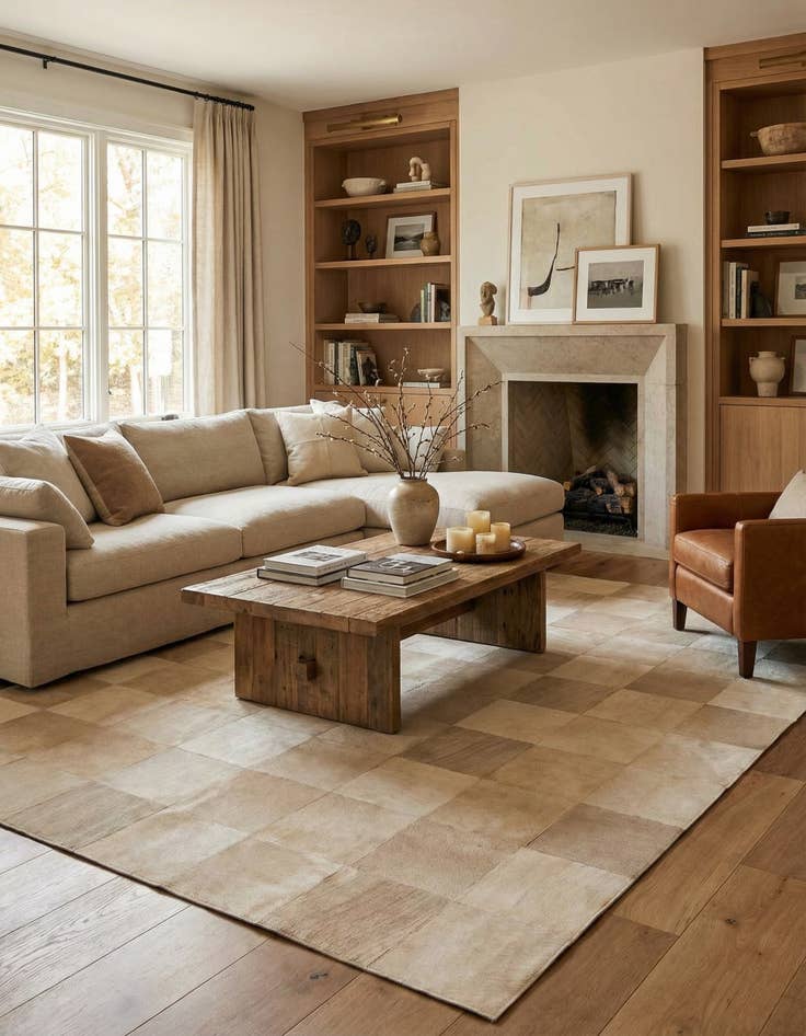 Detail image of  6' 7 x 9' 8 Cowhide Leather Rug