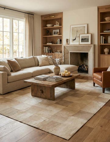 6' 7 x 9' 8 Cowhide Leather Rug