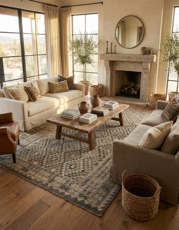 6' 9 x 10' 1 Hand Woven Kilim Maymana Wool Rug